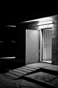 View of illuminated entrance of building