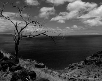 View of beach against cloudy sky