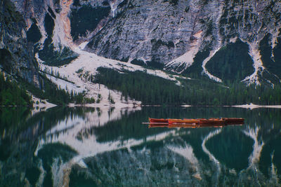 Scenic view of lake by mountains