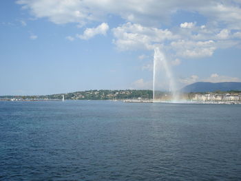 Scenic view of sea against cloudy sky