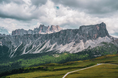 Panoramic view of croda da lago a mountain range in the central dolomites, northern italy. 