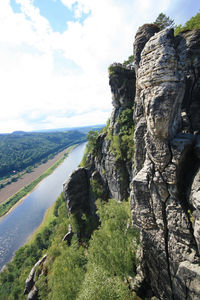 Rock formations on landscape against sky