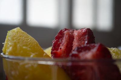 Close-up of strawberry cake