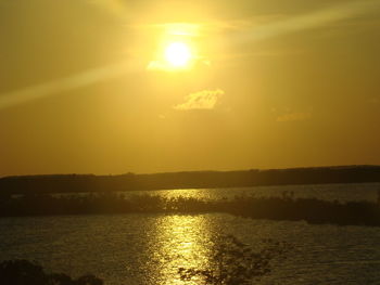 Scenic view of sunset over sea