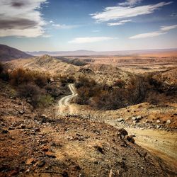 Scenic view of arid landscape against sky