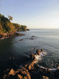 Scenic view of sea against clear sky