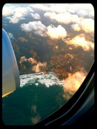 Sunset seen through airplane window