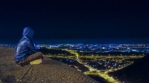 View of illuminated cityscape at night