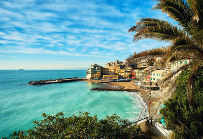 Scenic view of sea against cloudy sky