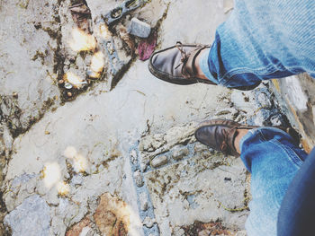 Low section of people standing on land
