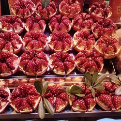 High angle view of fruits for sale in market