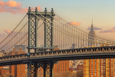 Low angle view of suspension bridge