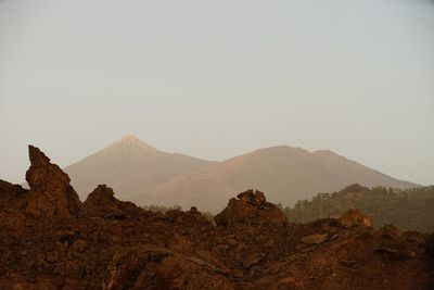 Scenic view of mountains against clear sky