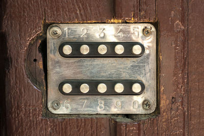 Close-up of old metal door