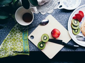 Close-up of coffee cup on table