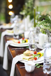 Close-up of fruits served on table