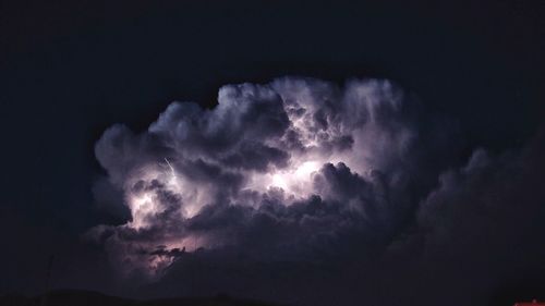 Storm clouds in sky at night