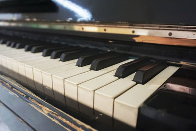 High angle view of piano keys