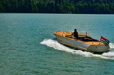 Boat sailing on sea