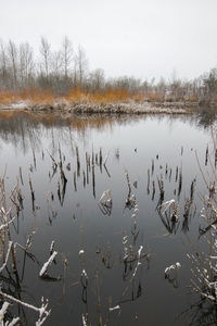 Scenic view of lake against sky