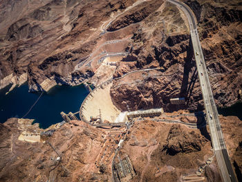 High angle view of dam