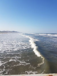 Scenic view of sea against clear sky