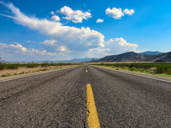 Surface level of road against sky