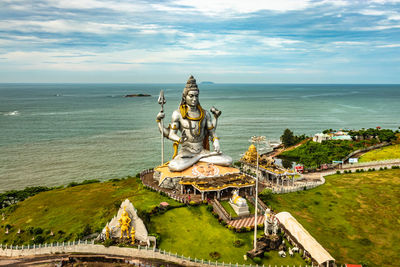 High angle view of statue on beach