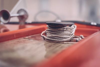 Close up of rope on boat