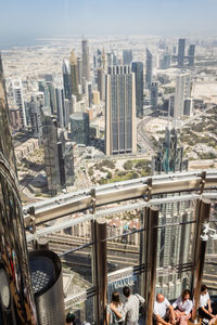 High angle view of buildings in city