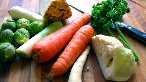 Close-up of vegetables on table