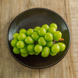 High angle view of fruits in bowl on table