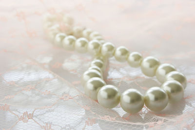 Close-up of pearl jewelry