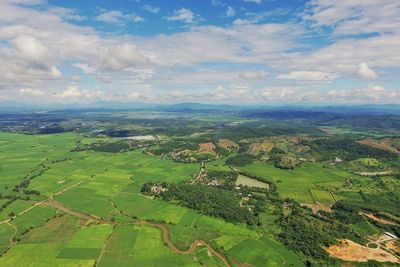 Scenic view of landscape against cloudy sky