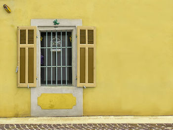 Closed door of building