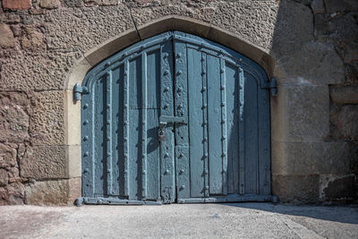 Closed door of old building