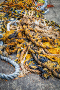 High angle view of fishing net on water