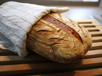 High angle view of bread on table