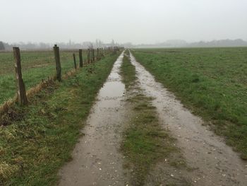 Footpath on grassy field