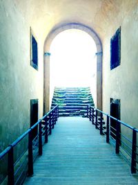 Empty stairs leading to building