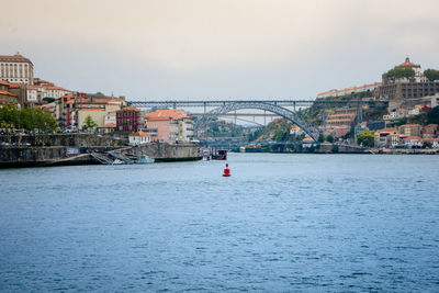 Bridge over river against clear sky