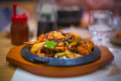 Close-up of meal served in plate