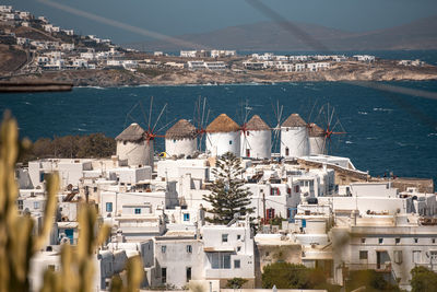 High angle view of buildings in city