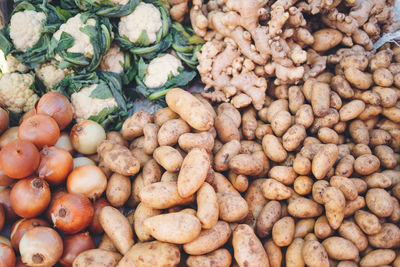 Full frame shot of vegetables for sale at market