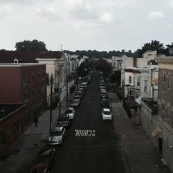 Railroad tracks in city