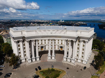 High angle view of buildings in city