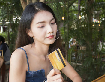 Close-up portrait of a beautiful young woman
