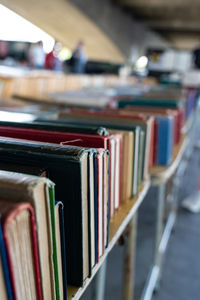 Close-up of books in shelf