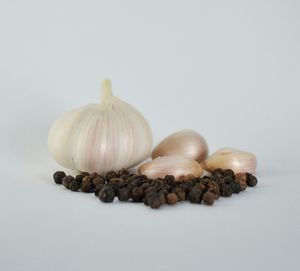 Close-up of food over white background