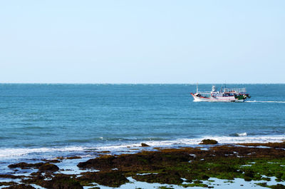 Scenic view of sea against clear sky